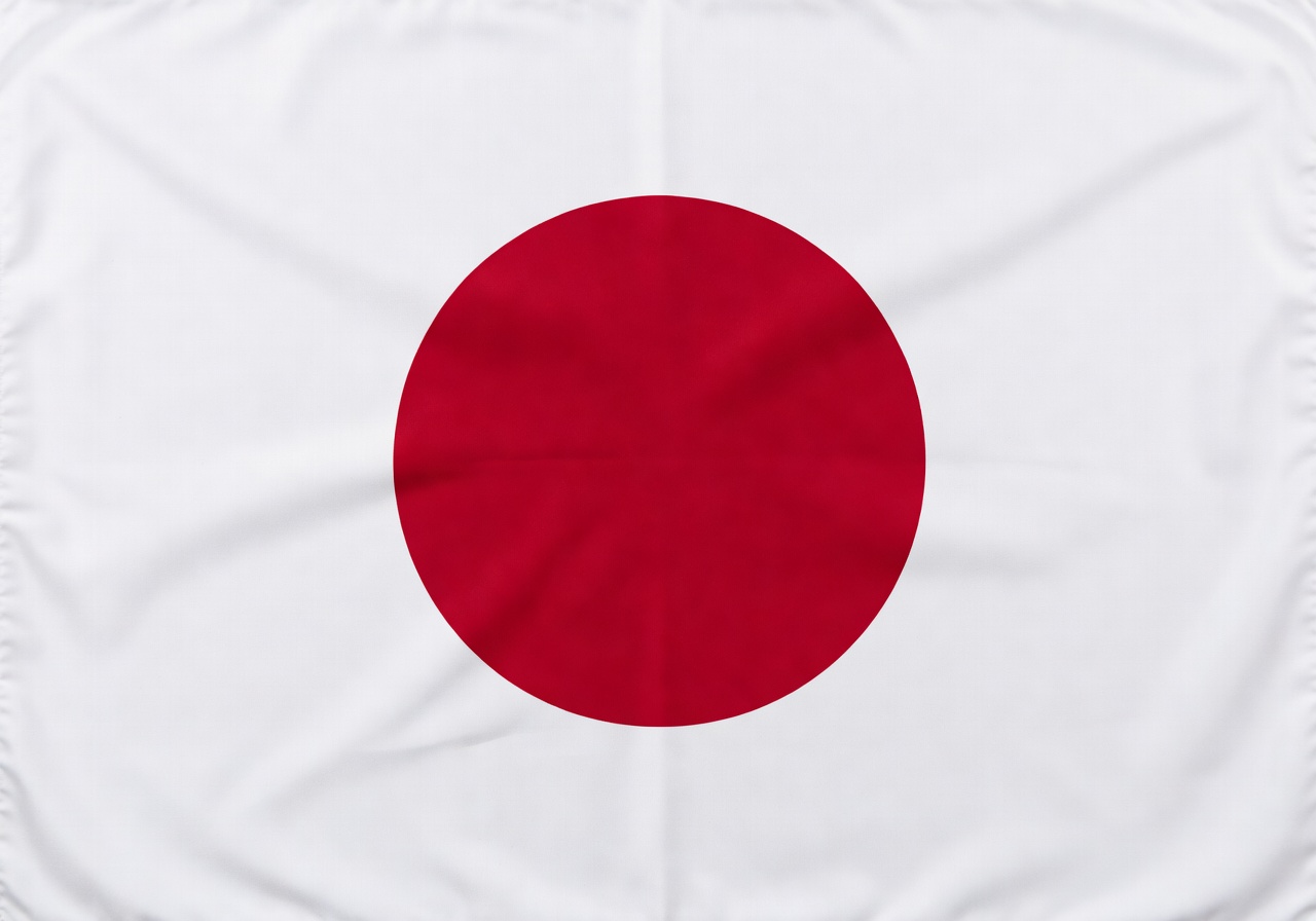 Japanin virallinen lippu - valkoinen pohja ja punainen ympyrä keskellä